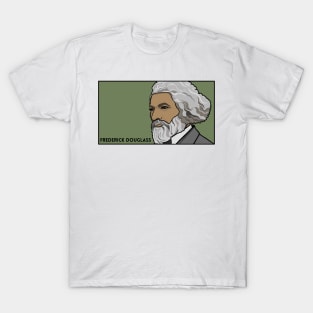 Frederick Douglass Portrait Profile on Green T-Shirt